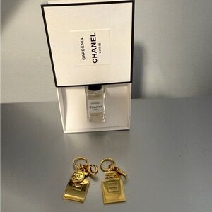 CHANEL Gold Perfume Bottle Keychain Charms - Gold Tone